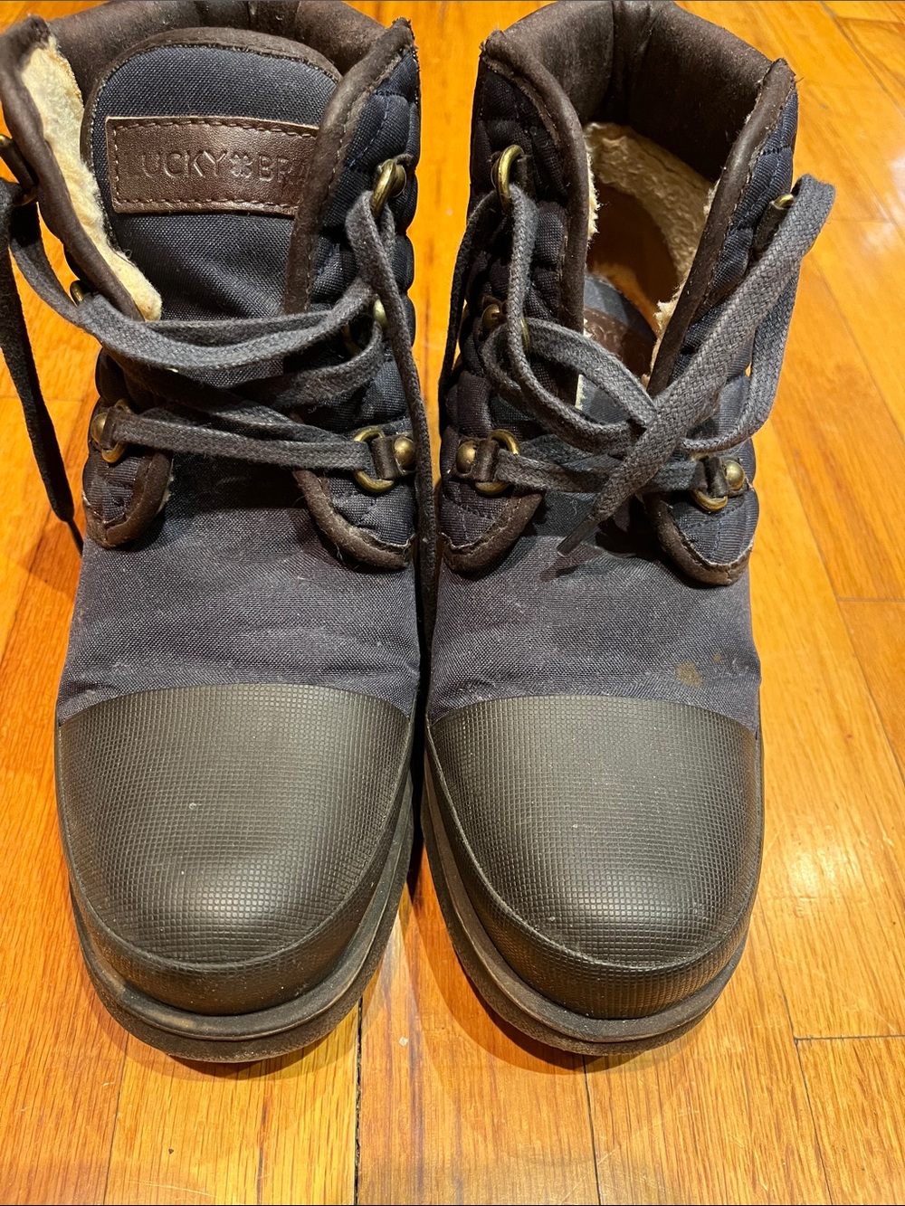 Lucky Brand women's Navy and Black Lace-Up Winter Boots